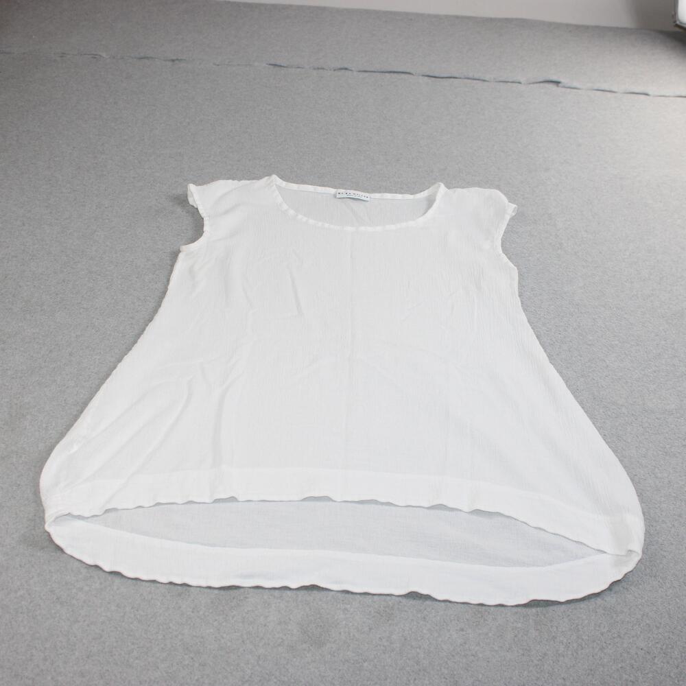 Bryn Walker Shirt Women O/S White Cotton Gauze Tunic Sleeveless Boho Lagenlook